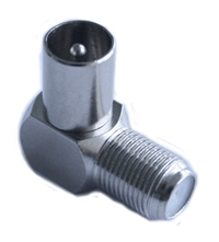 90° vinkel adapter <br> F-hun/IEC-han, FIA-01